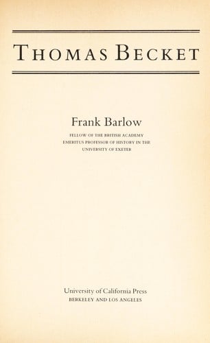 Barlow: Thomas Becket (Cloth)