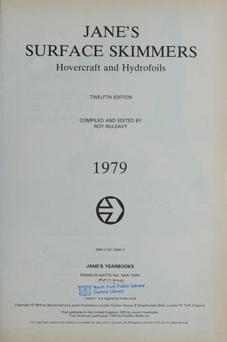 JANE'S SURFACE SKIMMERS Hovercraft and Hydrofoils 1979