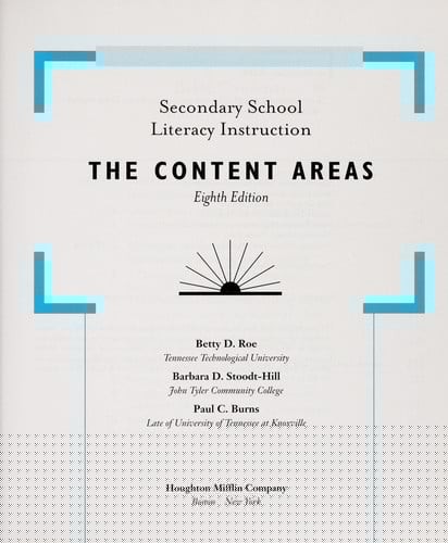 Secondary School Literacy Instruction: The Content Areas