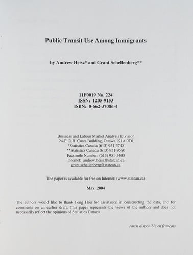 Public Transit Use Among Immigrants