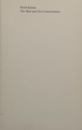 David Kimhi (Harvard Judaic monographs)