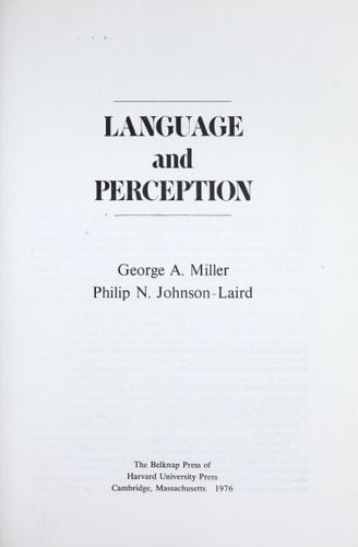 Language and Perception (Belknap Press)