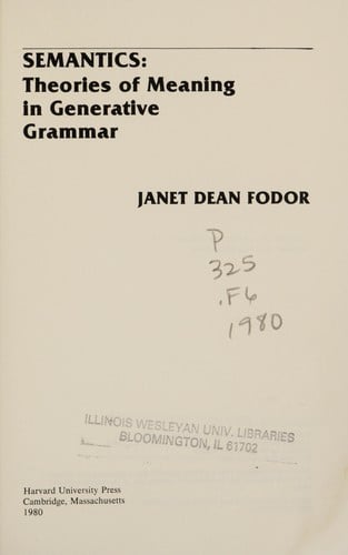 Semantics: Theories of Meaning in Generative Grammar (Language & Thought Series)