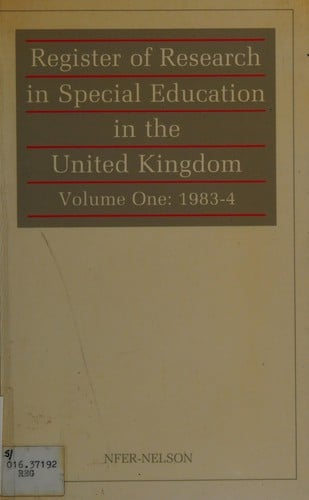 Register of Research in Special Education in the United Kingdom: 1983-4