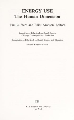 Energy Use: The Human Dimensio