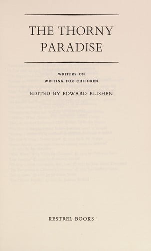 Thorny Paradise: Writers on Writing for Children