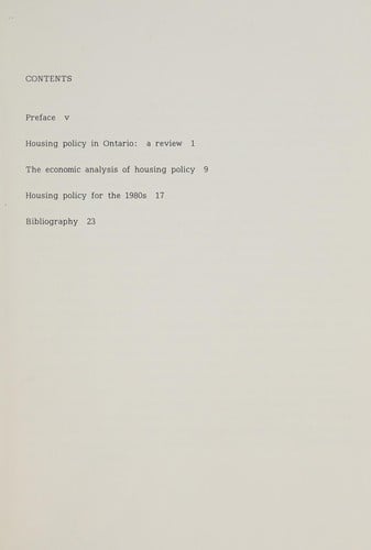 Housing Policy for the 1980s