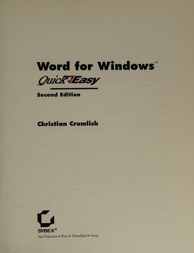 Word for Windows Quick & Easy/Covers Version 6