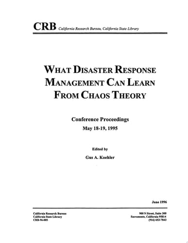 What Disaster Response Management Can Learn from Chaos Theory Conference Proceedings