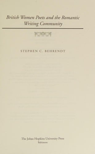 British women poets and the romantic writing community