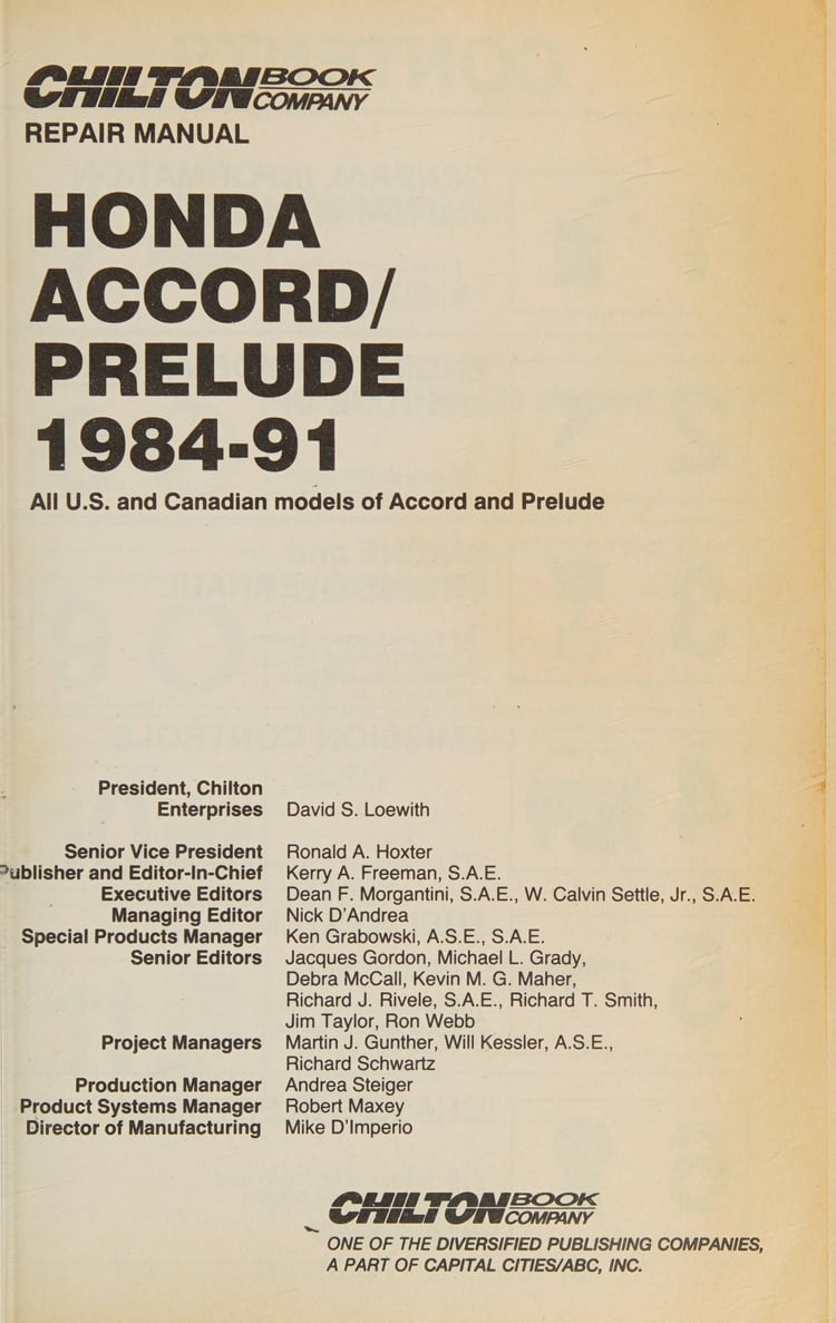 Honda Accord-Prelude, 1984-91