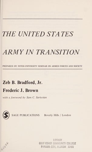 Us Army in Transition (SAGE Series on Armed Forces and Society)