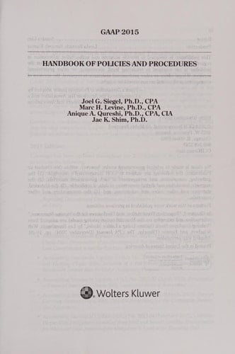 GAAP Handbook of Policies and Procedures (W/CDROM) (2015)