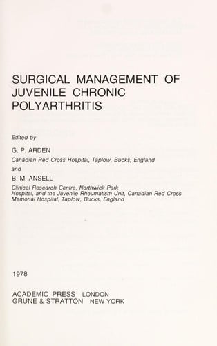 Surgical Management of Juvenile Chronic Polyarthritis