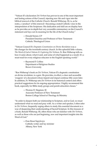 The Word of God at Vatican II Exploring Dei Verbum
