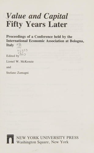 Value and Capital: Fifty Years Later