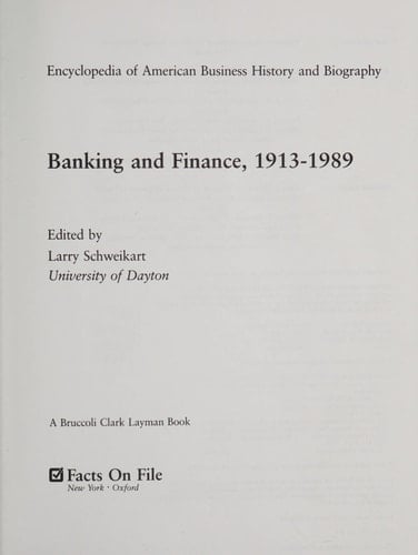 Banking and Finance, 1913-1989