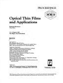 Optical Thin Films and Applications: Proceedings, Eco3, 12-13 March 1990, the Hague, the Netherlands (Spie Proceedings, Vol 1270, August 1990)