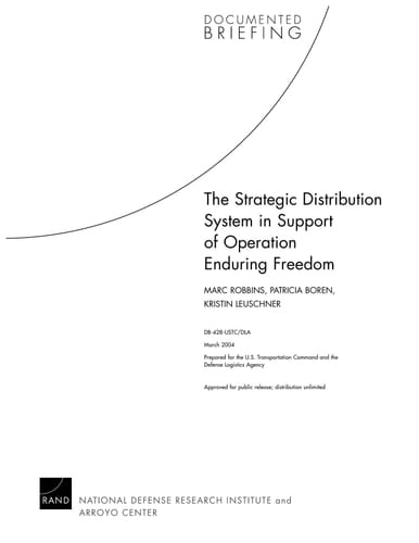 The Strategic Distribution System in Support of Operation Enduring Freedom