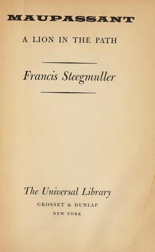 Maupassant: A Lion in the Path