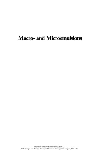 Macro and Microemulsions: Theory and Applications (Acs Symposium Series)