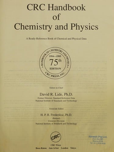 CRC Handbook of Chemistry and Physics (Crc Handbook of Chemistry and Physics)