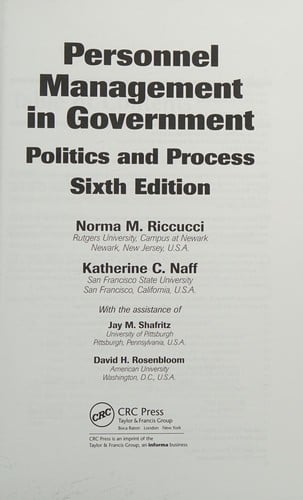 Personnel management in government: politics and process