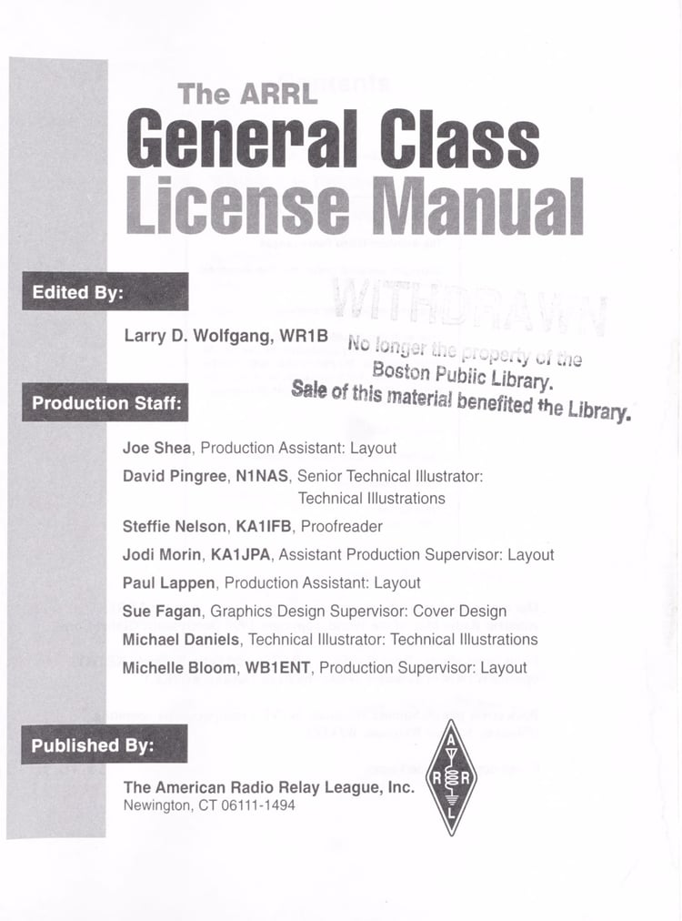 The ARRL General Class License Manual
