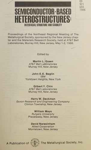 Semiconductor-Based Heterostructures: Interfacial Structure and Stability