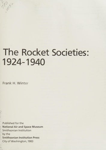 Prelude to the Space Age: The Rocket Societies, 1924-1940