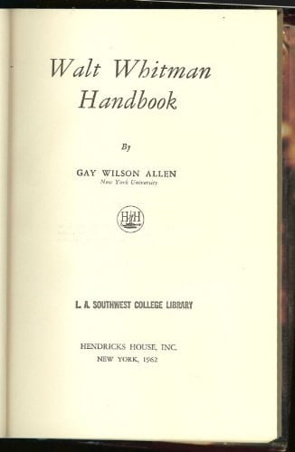 Walt Whitman Handbook
