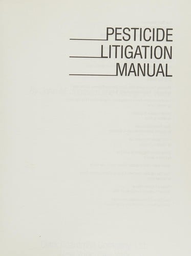 Pesticide Litigation Manual