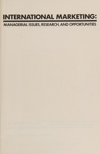 International Marketing: Managerial Issues, Research, and Opportunities (Proceedings series)