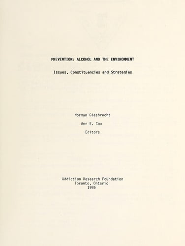 Prevention: Alcohol and the Environment