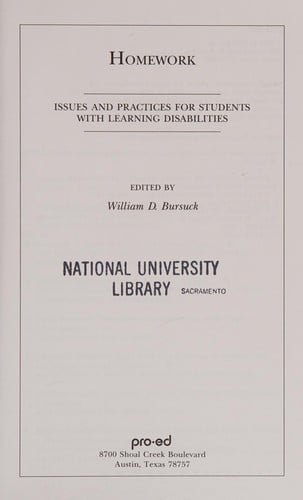 Homework: Issues and Practices for Students With Learning Disabilities