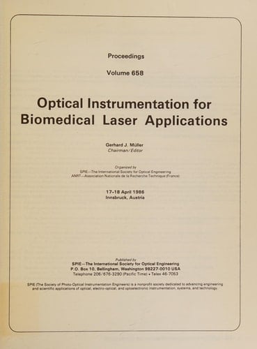 Optical Instrumentation for Biomedical Laser Applications (Proceedings of Spie)