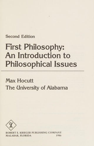 First Philosophy: An Introduction to Philosophical Issues