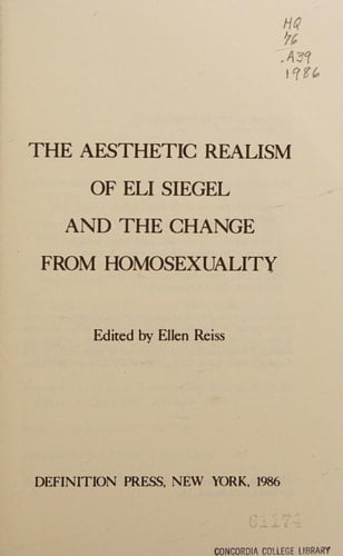 The Aesthetic Realism of Eli Siegel and the Change from Homosexuality