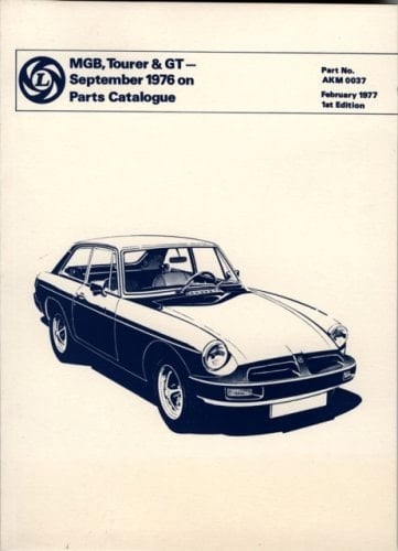 Mgb, Tourer and Gt Sept. 1976 on Parts Catalogue