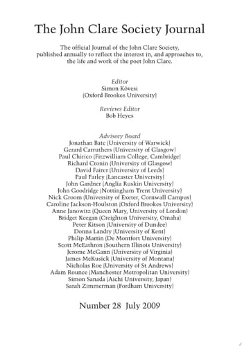 John Clare Society Journal, 28 (2009)