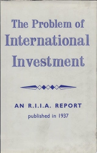 The Problem of International Investment 1937