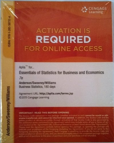 Aplia 1-Semester Printed Access Card for Anderson/Sweeney/Williams/Camm/Cochran's Essentials of Statistics for Business and Economics, 7th by Anderson (2014-01-01)