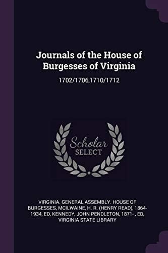Journals of the House of Burgesses of Virginia 1702/1706,1710/1712