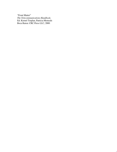 The Telecommunications Handbook