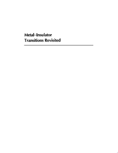 The Metal-Nonmetal Transition Revisited