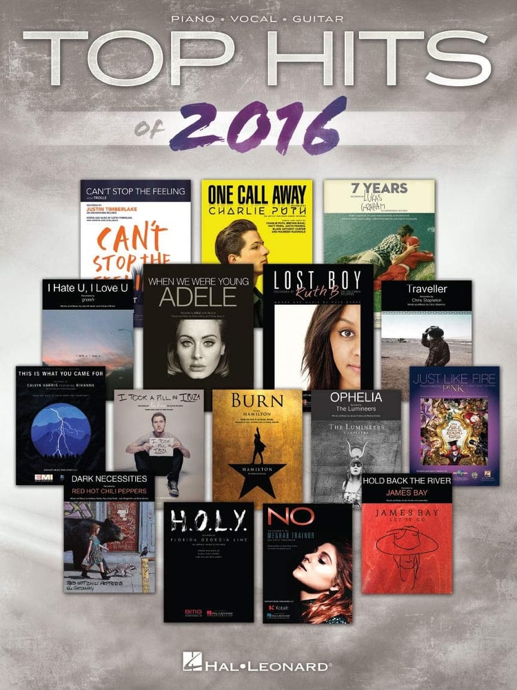 Top Hits of 2016 Piano, Vocal, Guitar