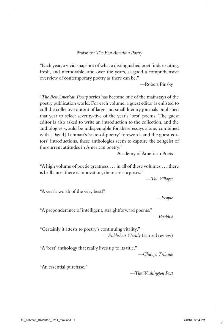 Best American Poetry 2016