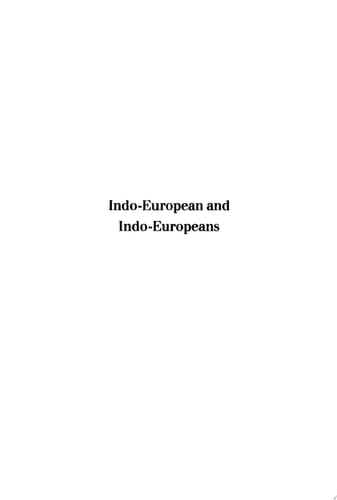 Indo-European and Indo-Europeans
