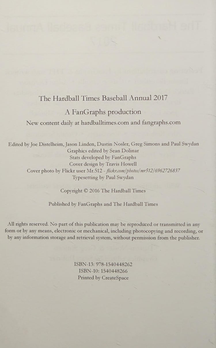 The Hardball Times Baseball Annual 2017