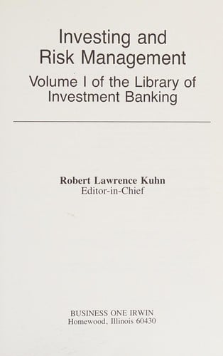Investing and Risk Management (Library of Investment Banking Series)